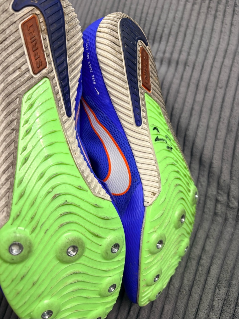 Nike Men’s Blue track Cleats with White & Orange Swoosh Nike rival zoom men’s 10 - Picture 4 of 7